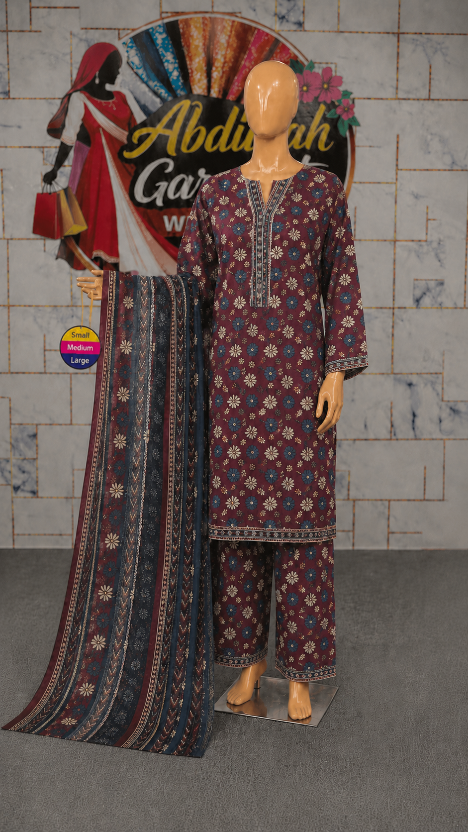Bin Saeed 3Pc Printed Lawn SML– Wholesale Box (5 Set)