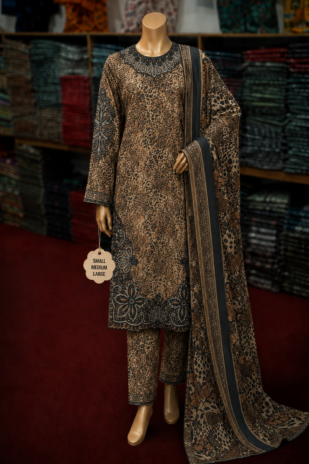 Bin Saeed 3Pc Embroidered Lawn – S/M/L Size Set | Wholesale Box (5 Sets)