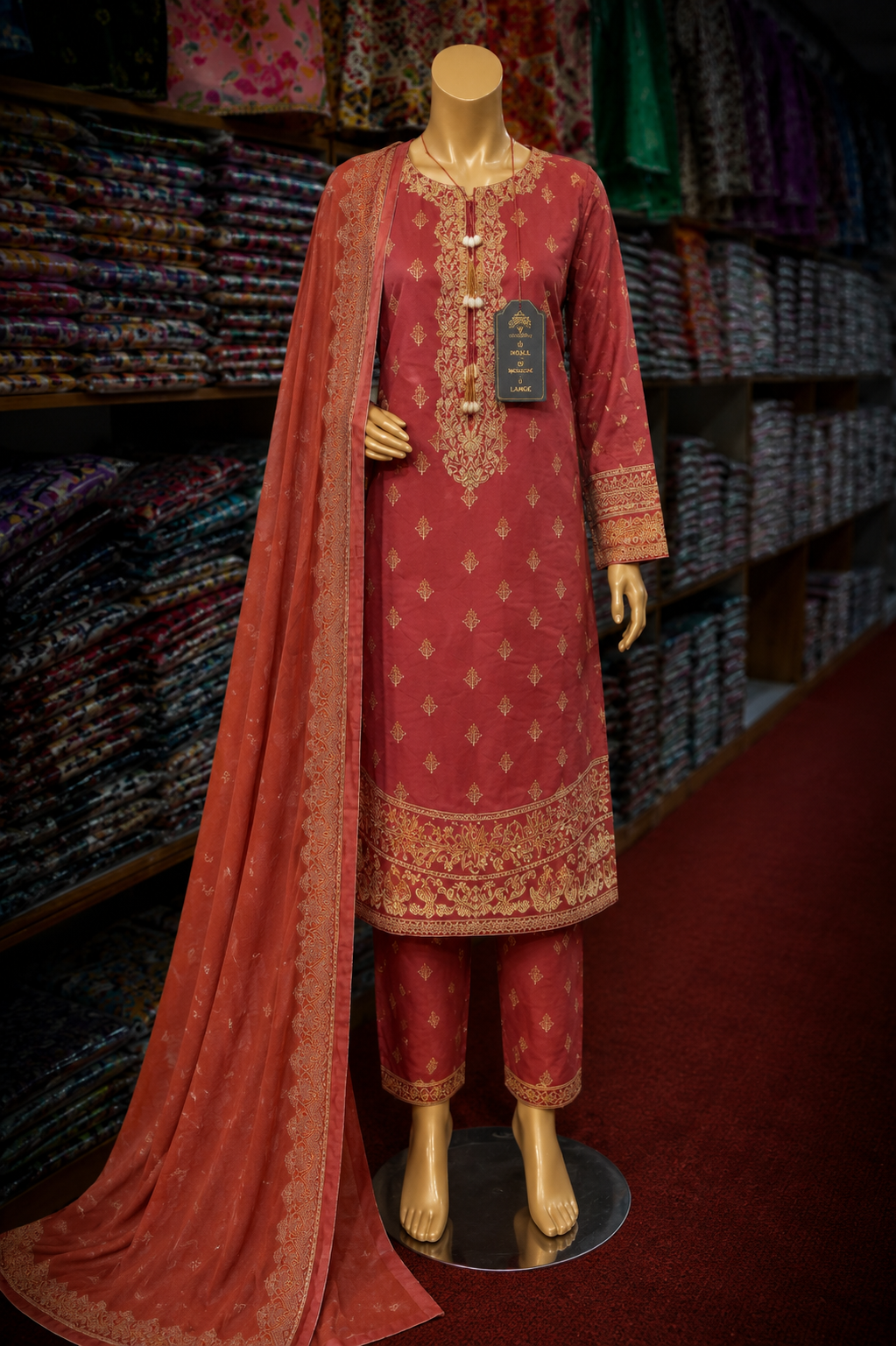 Bin Saeed 3Pc Embroidered Lawn – S/M/L Size Set | Wholesale Box (5 Sets)