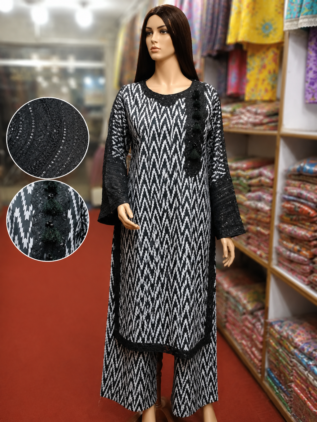 Zig Zag Embroidered 2Pc Lawn Suit – | Wholesale Box (6 Pieces)
