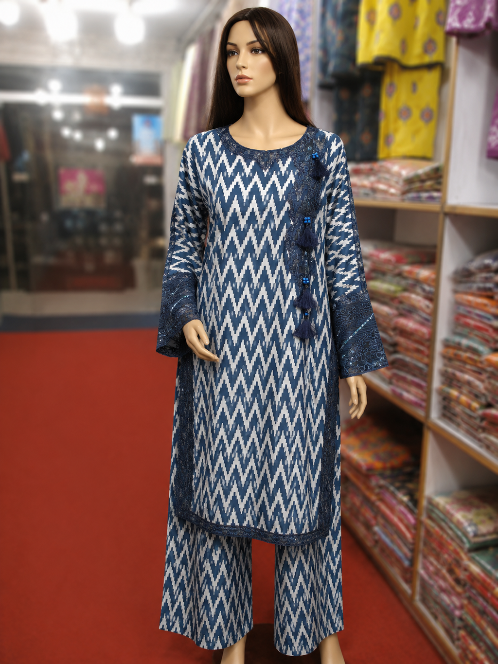 Zig Zag Embroidered 2Pc Lawn Suit – | Wholesale Box (6 Pieces)