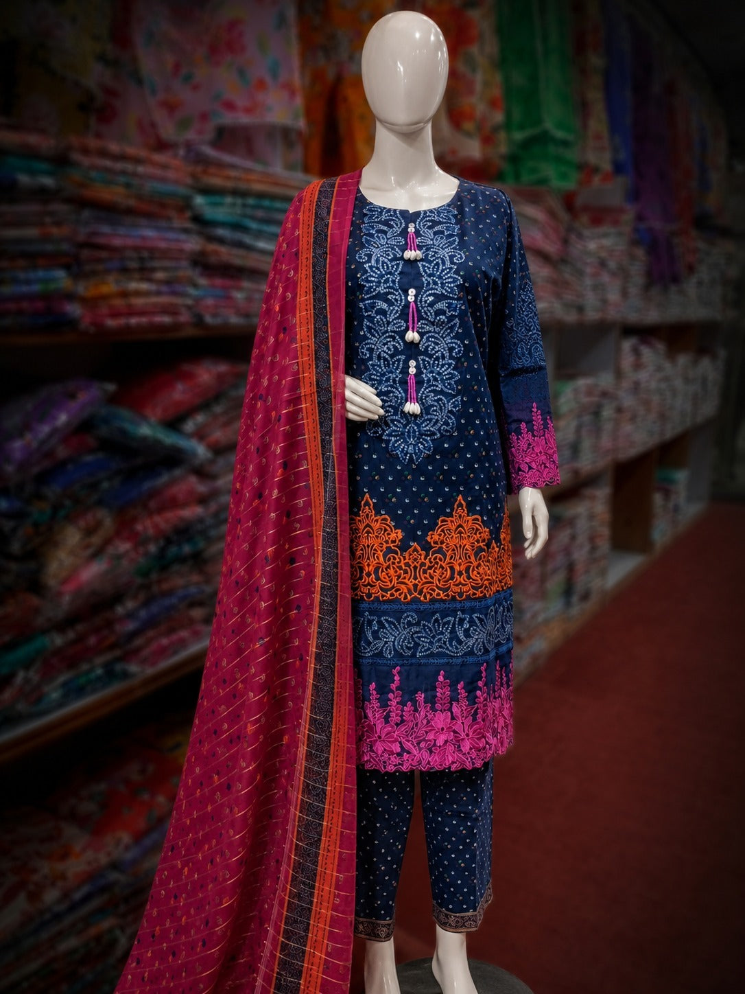 Bin Saeed 3Pc Embroidered Lawn – Standard Size | Wholesale Box (10 Pieces)