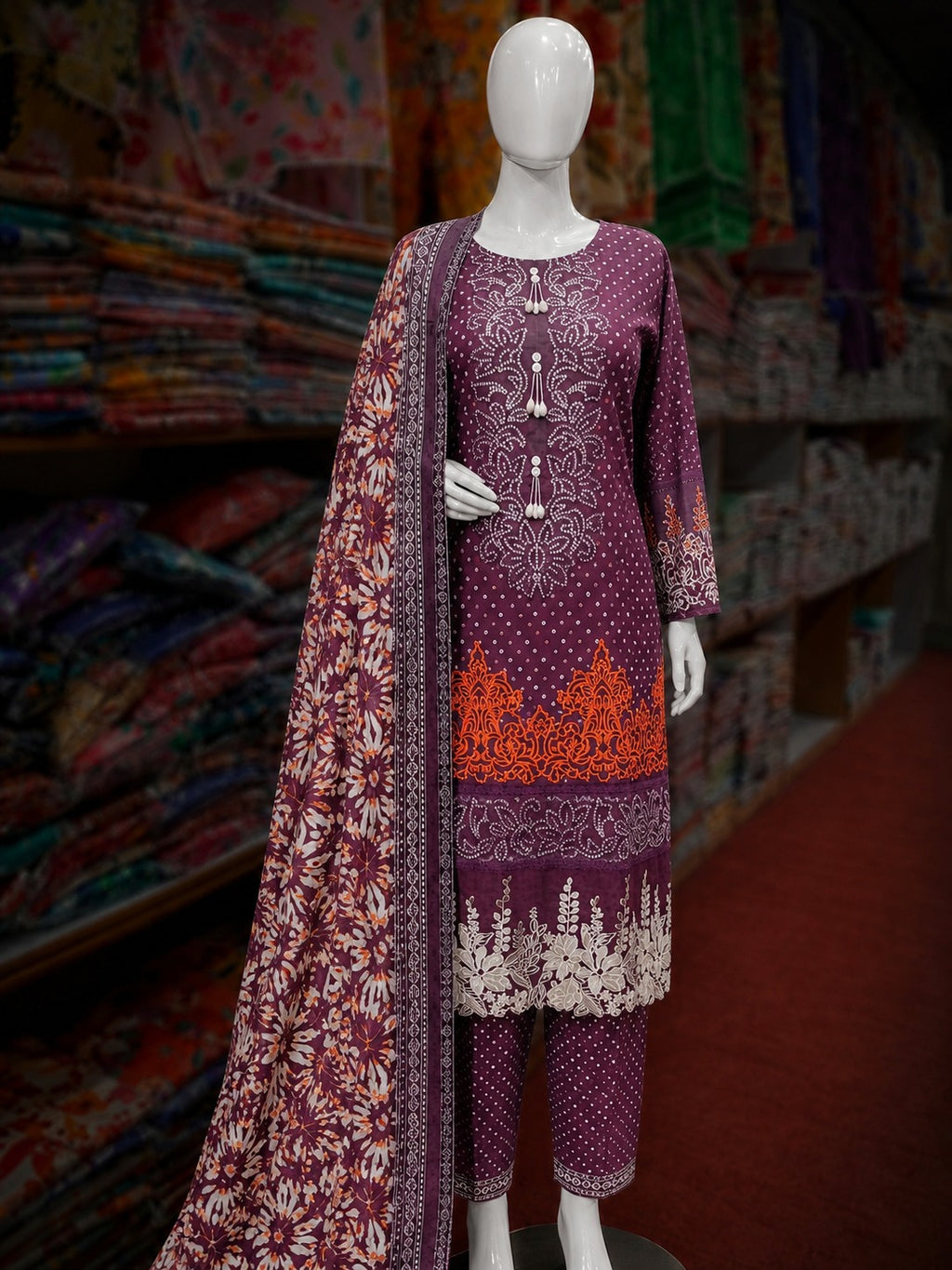 Bin Saeed 3Pc Embroidered Lawn – Standard Size | Wholesale Box (10 Pieces)