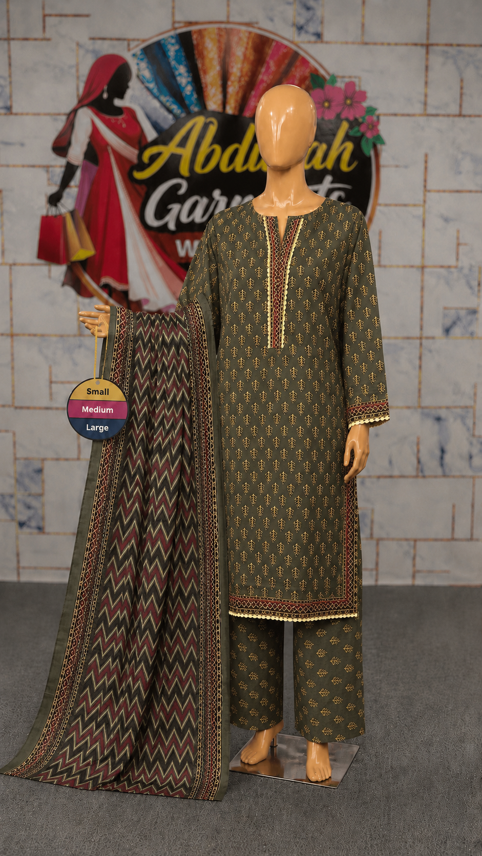 Bin Saeed 3Pc Printed Lawn SML– Wholesale Box (5 Set)