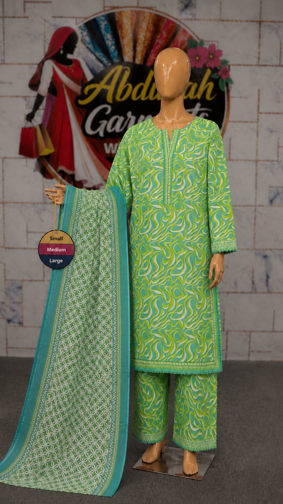 Bin Saeed 3Pc Printed Lawn SML– Wholesale Box (5 Set)