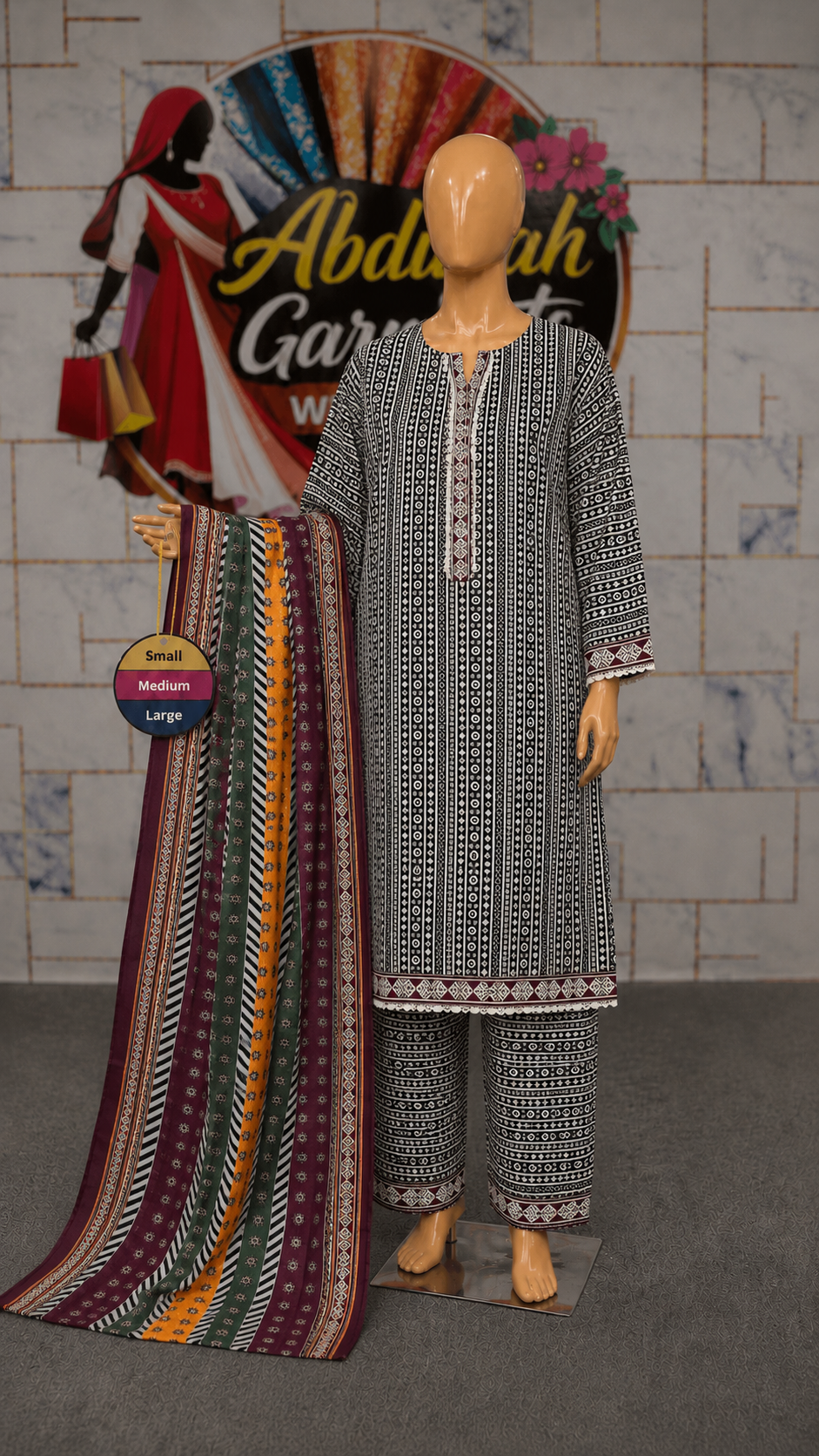 Bin Saeed 3Pc Printed Lawn SML– Wholesale Box (5 Set)
