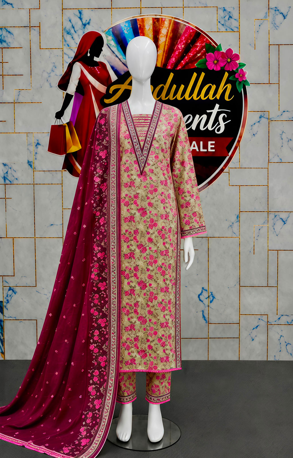 Bin Saeed 3Pc in Long Length Lawn – Wholesale Box (10 Pieces)