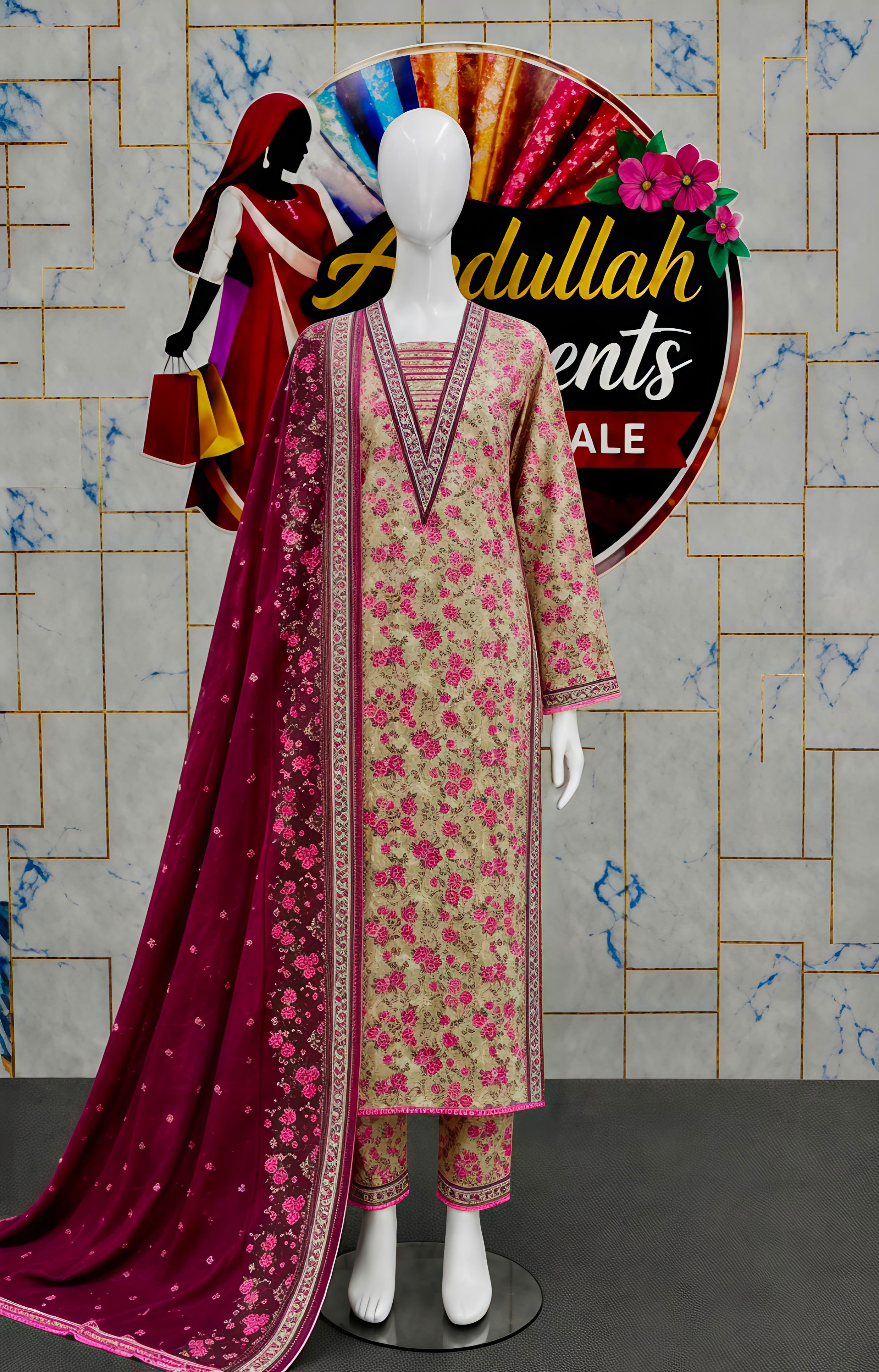 Bin Saeed 3Pc in Long Length Lawn – Wholesale Box (10 Pieces)