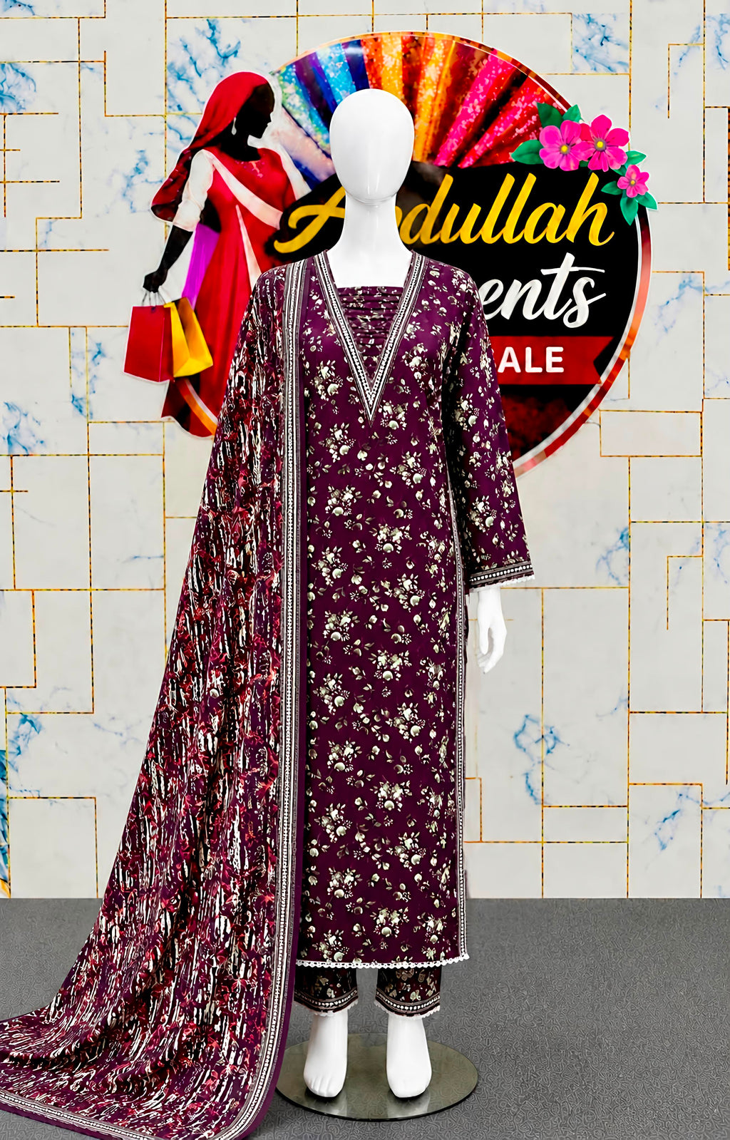 Bin Saeed 3Pc in Long Length Lawn – Wholesale Box (10 Pieces)
