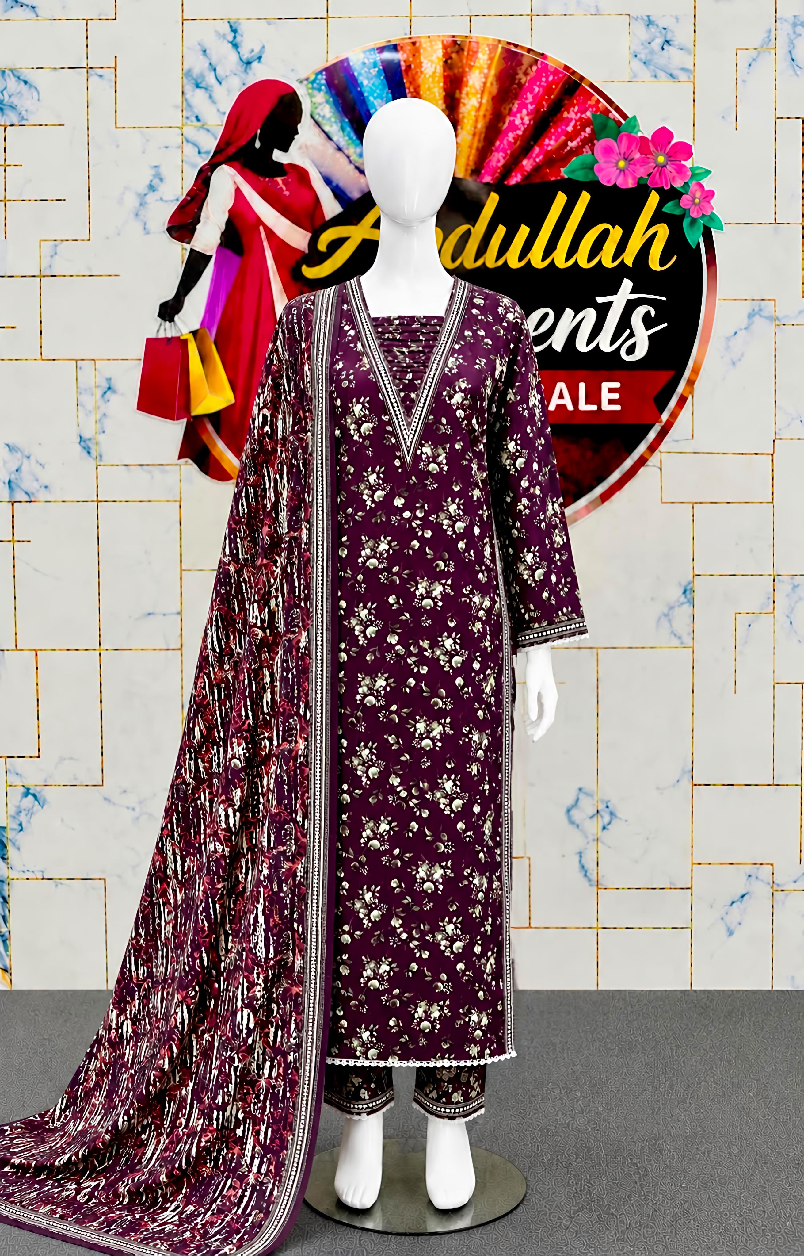 Bin Saeed 3Pc in Long Length Lawn – Wholesale Box (10 Pieces)