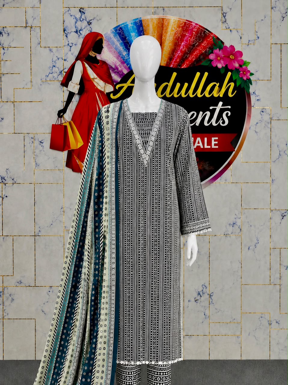 Bin Saeed 3Pc in Long Length Lawn – Wholesale Box (10 Pieces)